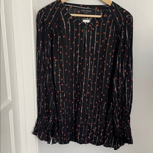 🎃Lane Bryant Black and Red Polka Dot Blouse women size 20 - Picture 1 of 9